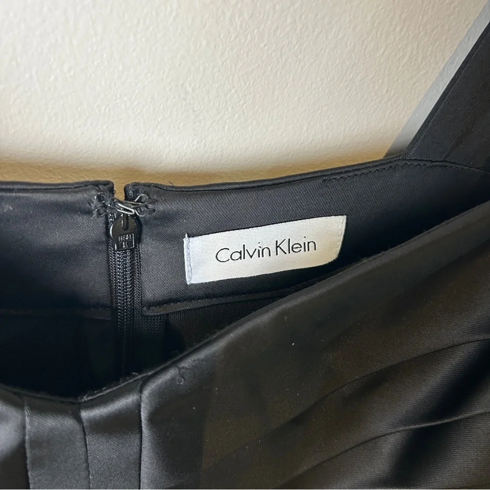 Calvin Klein Black Bandage-Style Sleeveless Bodycon Satin Cocktail Dress Carolyn - Picture 5 of 10